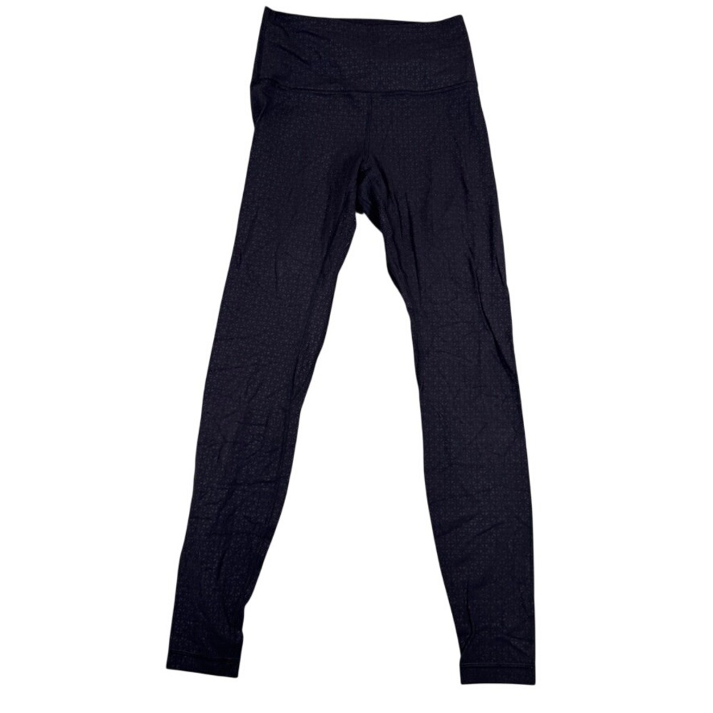 Lululemon High Rise Leggings Black Geometric Pattern Size 6 Yoga Pants